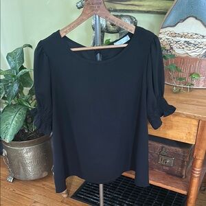 Charlotte Avery Black Puff Sleeve Blouse